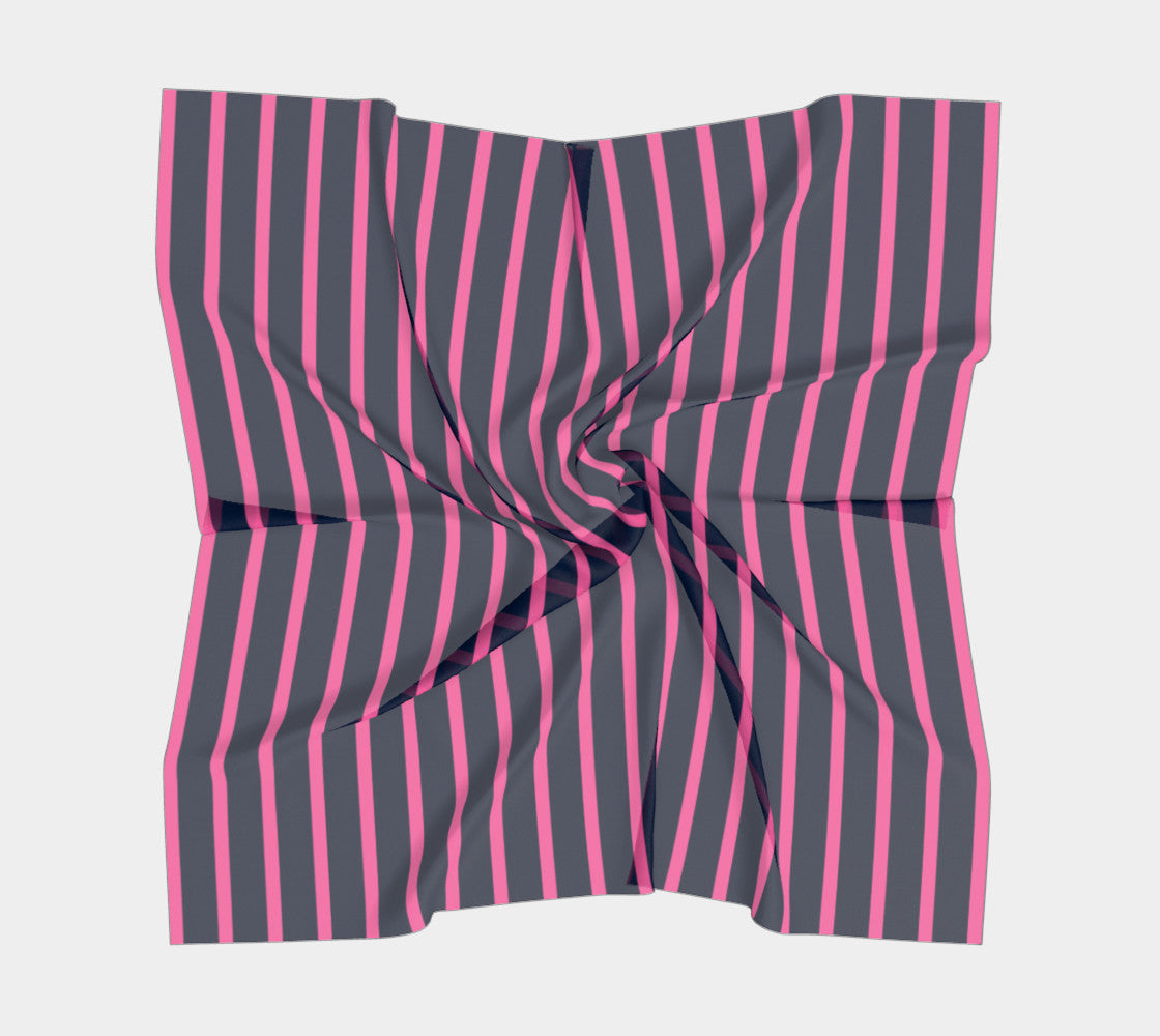 Striped Square Scarf - Pink on Navy - SummerTies