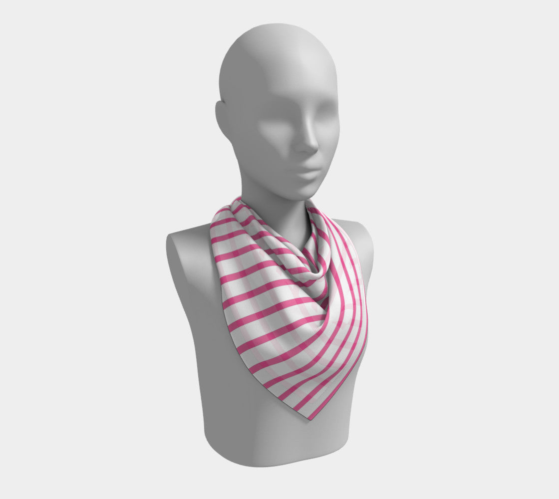 Striped Square Scarf - Pink on White - SummerTies