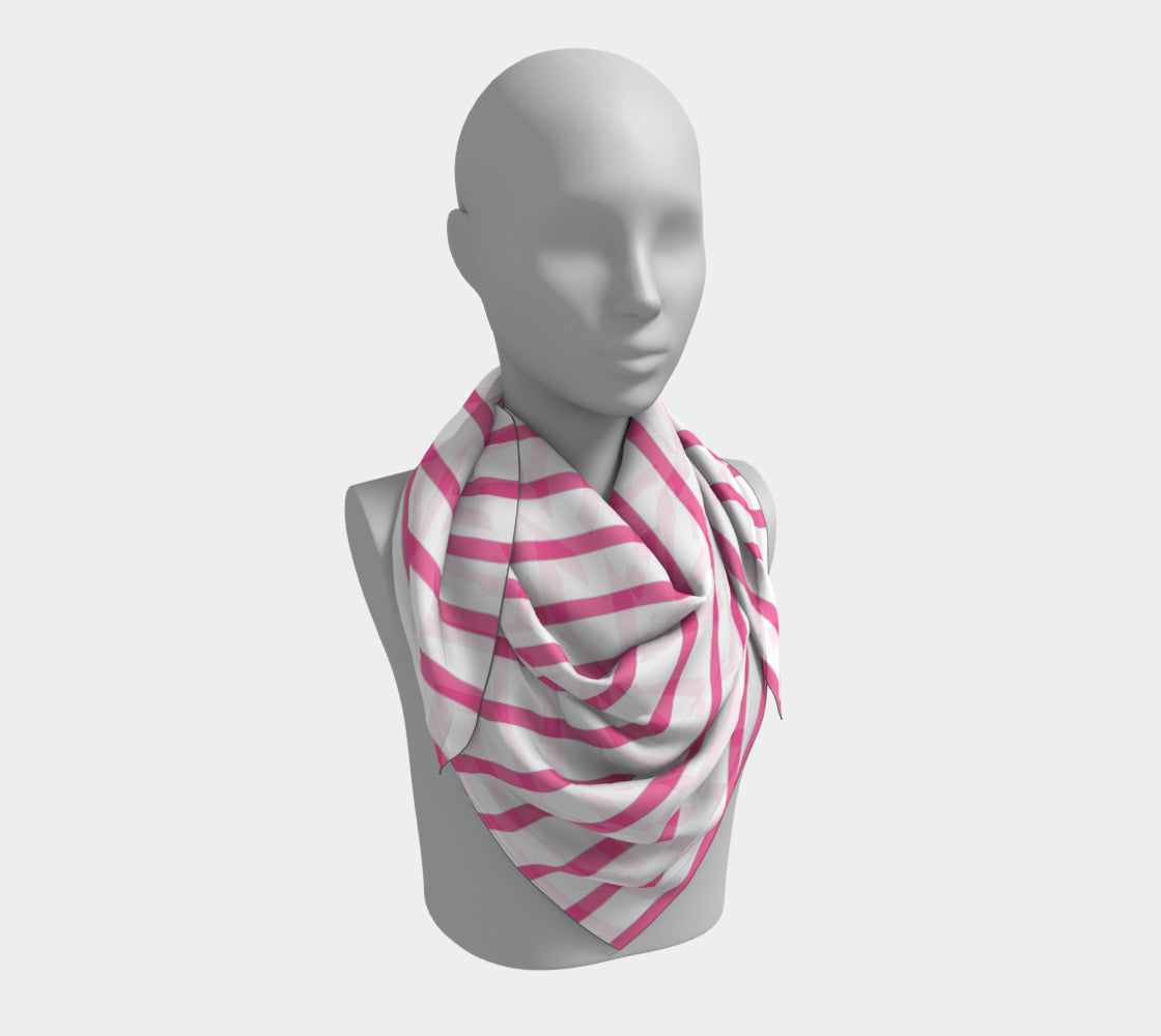 Striped Square Scarf - Pink on White - SummerTies