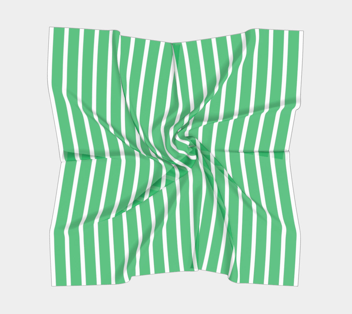 Striped Square Scarf - White on Green - SummerTies