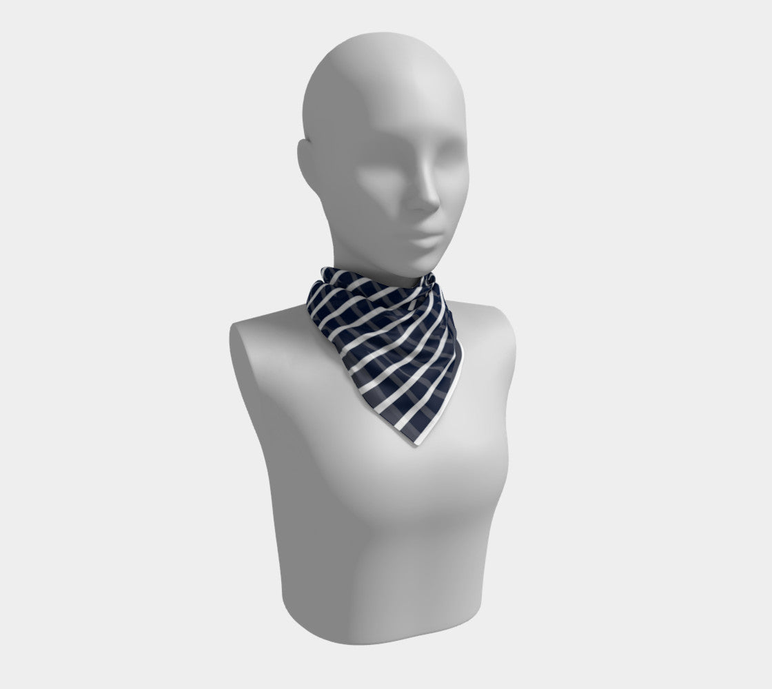 Striped Square Scarf - White on Navy - SummerTies