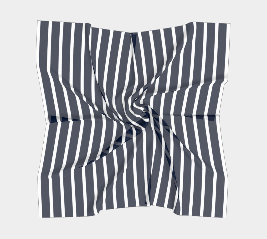 Striped Square Scarf - White on Navy - SummerTies