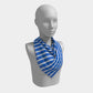 Striped Square Scarf - White on Blue - SummerTies