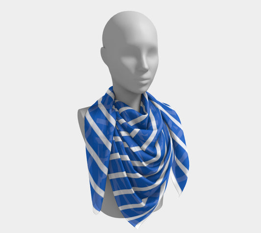 Striped Square Scarf - White on Blue - SummerTies