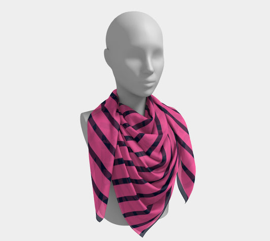 Striped Square Scarf - Navy on Pink - SummerTies