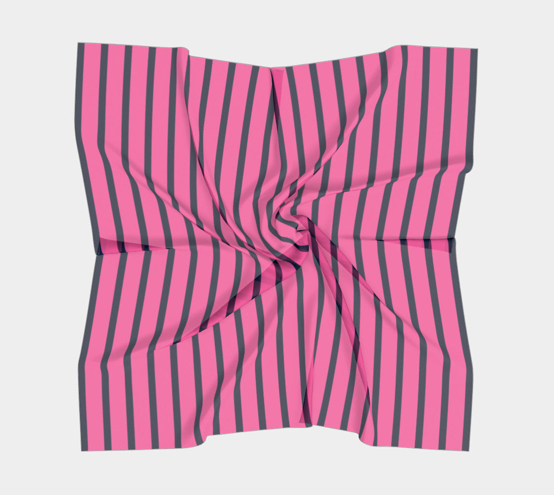 Striped Square Scarf - Navy on Pink - SummerTies