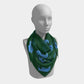 Elephant Square Scarf - Blue on Green