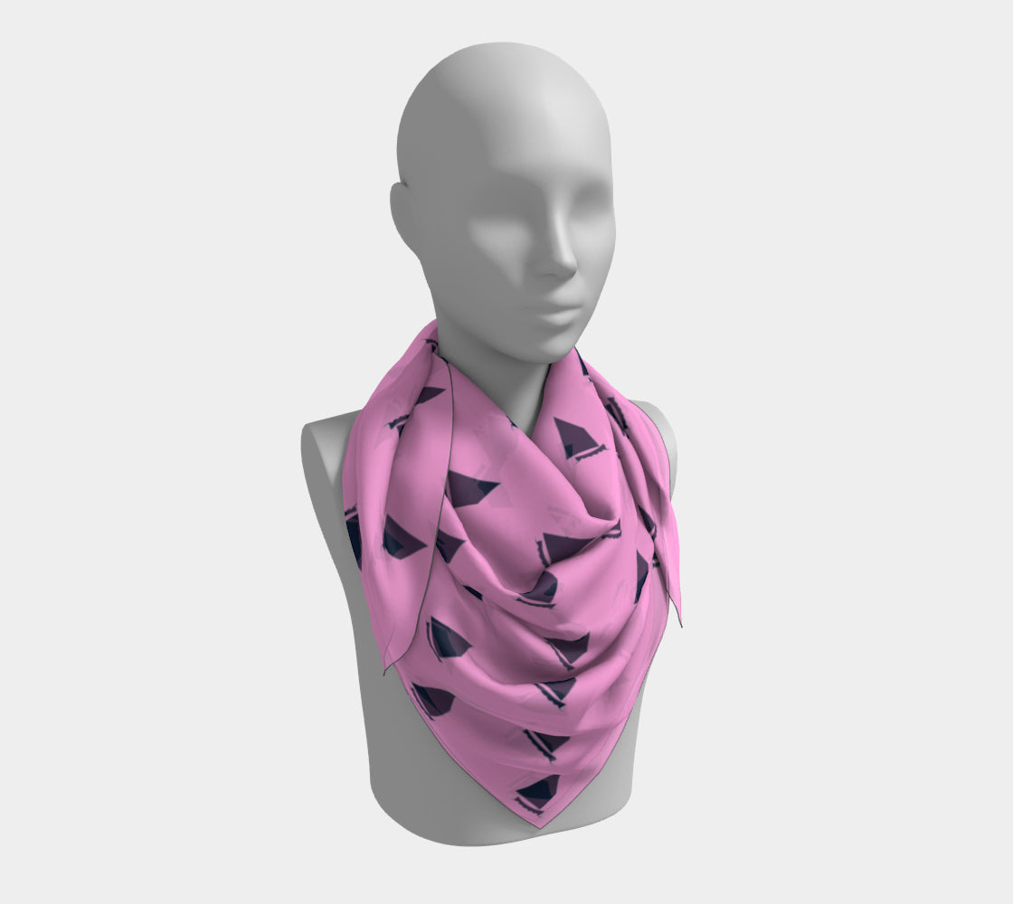 Sailboat Square Scarf - Navy on Pink, Toss