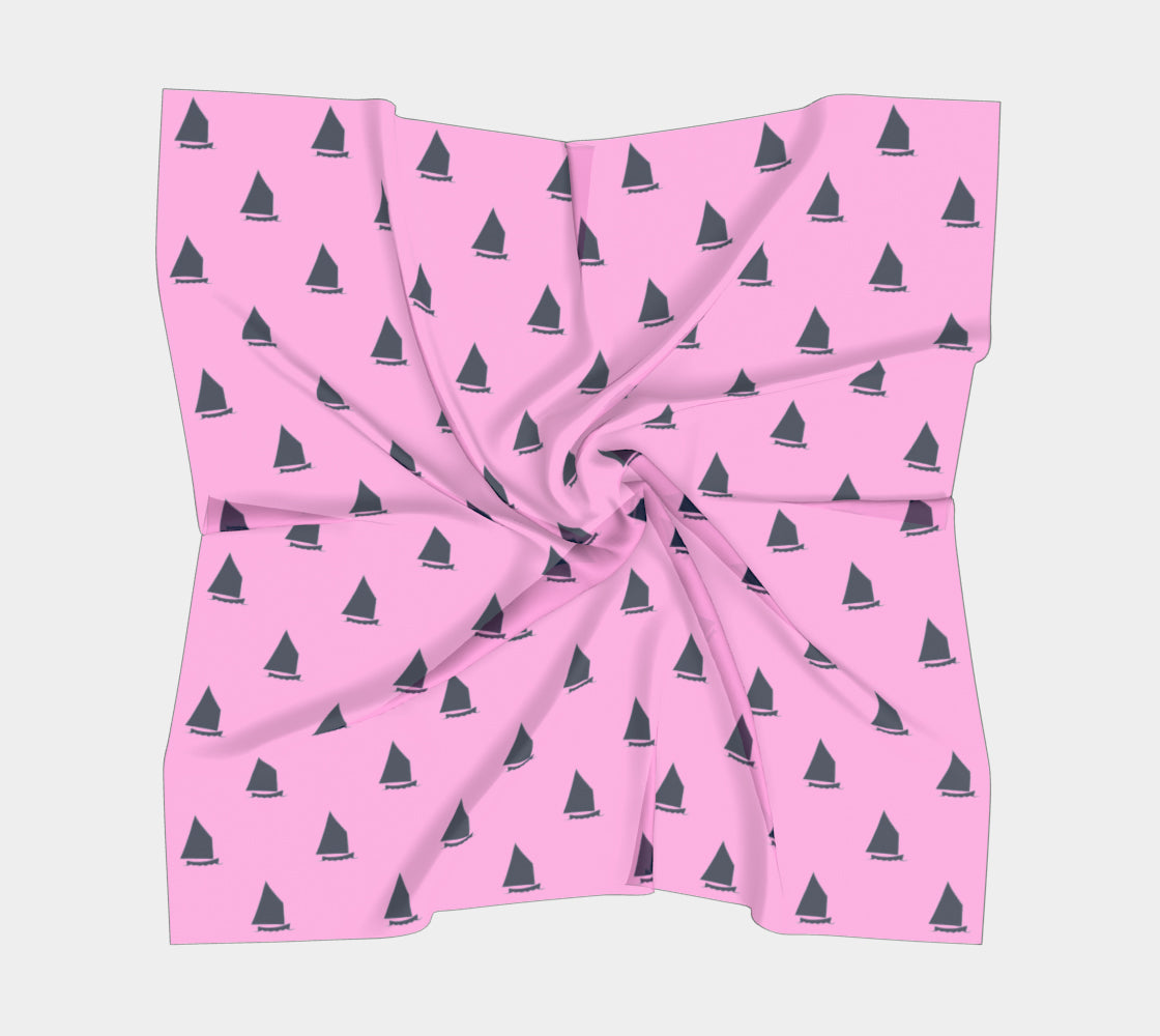 Sailboat Square Scarf - Navy on Pink, Toss
