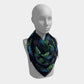 Pineapple Square Scarf - Green & Blue on Dark Navy