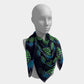 Pineapple Square Scarf - Green & Blue on Dark Navy