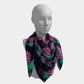 Pineapple Square Scarf - Pink & Green on Dark Navy