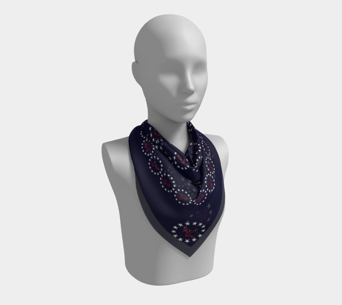 Newport Bridge 4th of July Square Scarf - Navy, Pinwheel