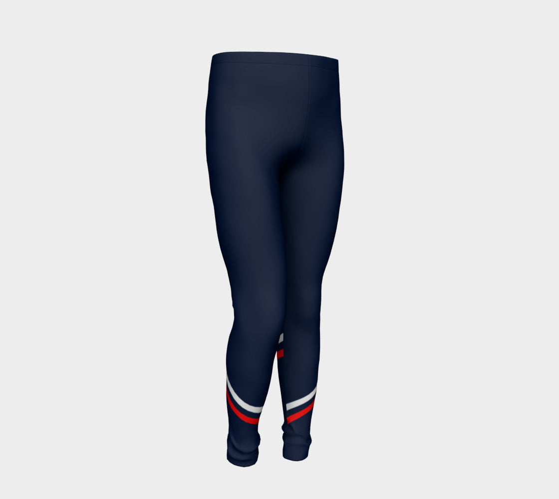 Stripe Youth Leggings - Red and White on Navy - SummerTies
