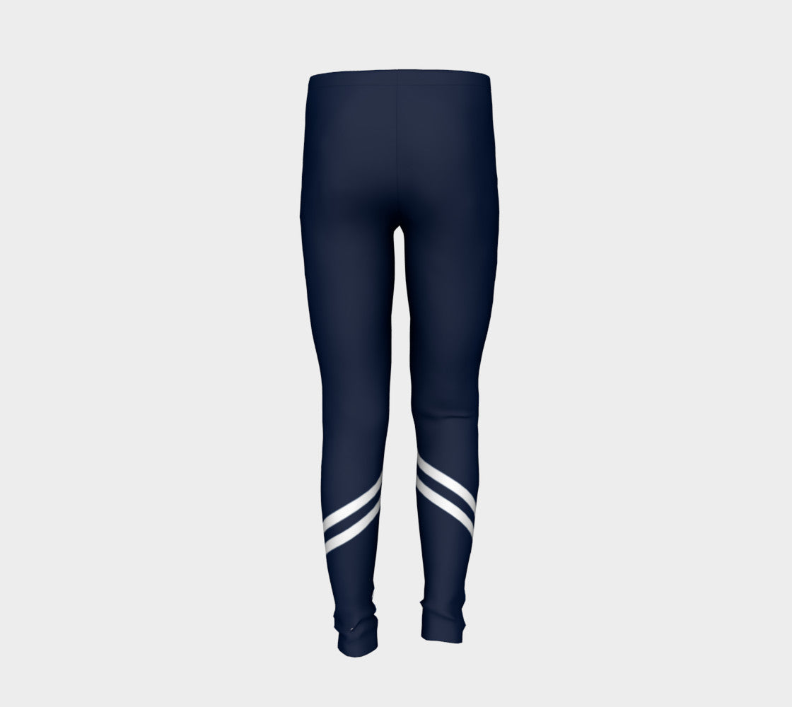 Stripe Youth Leggings - White on Navy - SummerTies