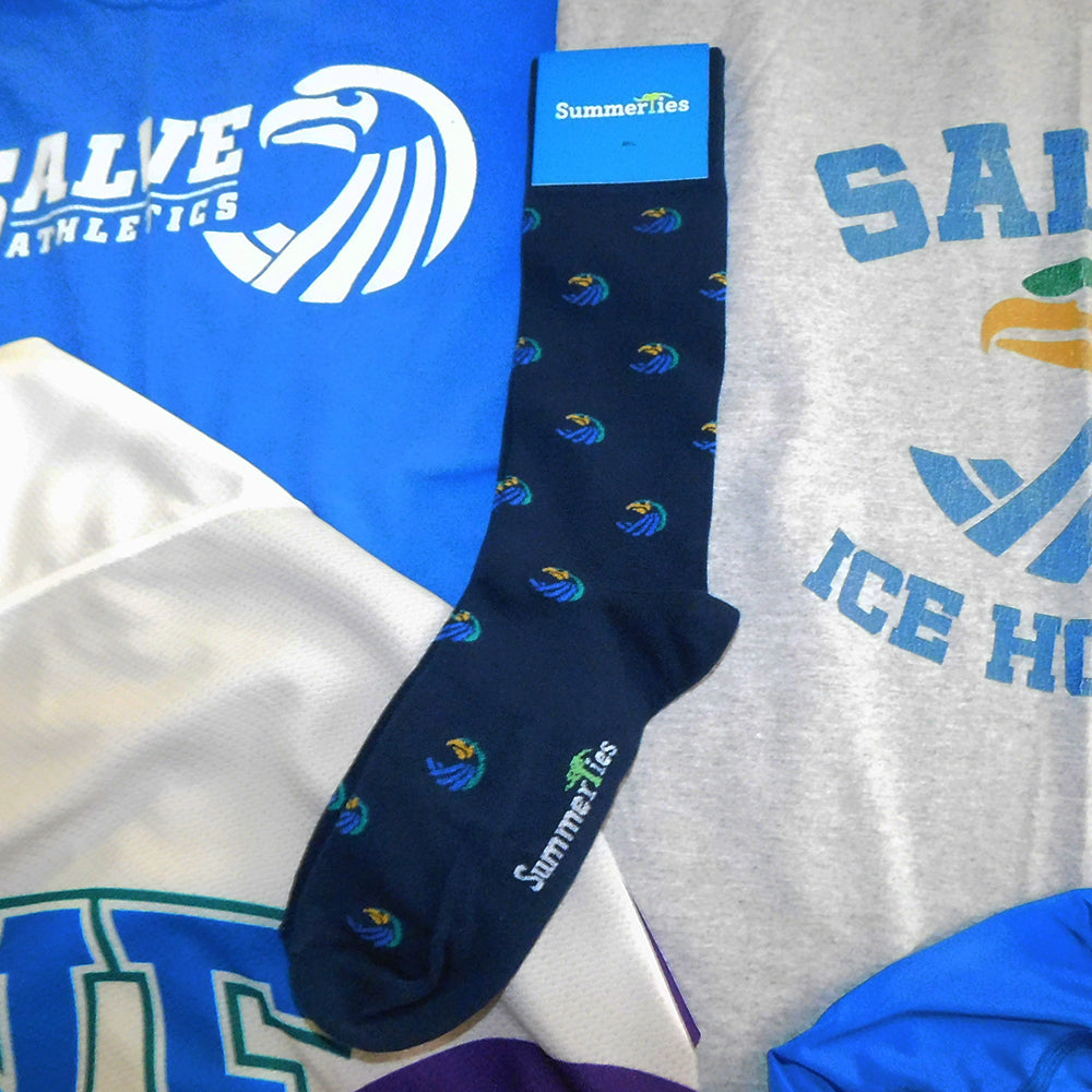 Salve Regina University Socks - Seahawk Logo - Men's Mid Calf - SummerTies