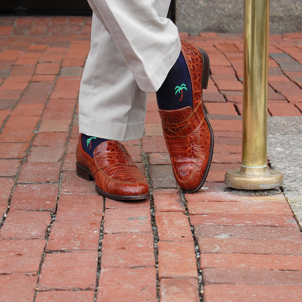 Palm Tree Socks - Men's Mid Calf - Navy - SummerTies