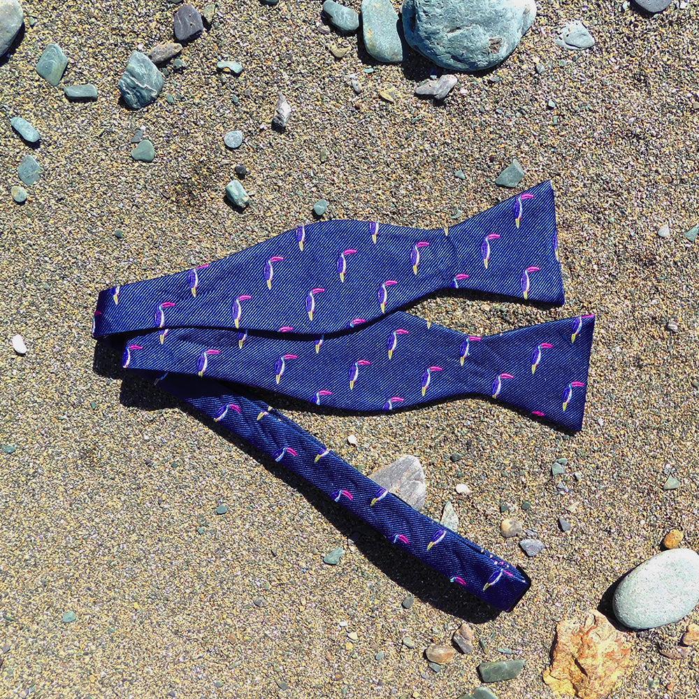 Toucan Bow Tie - Navy, Woven Silk - SummerTies