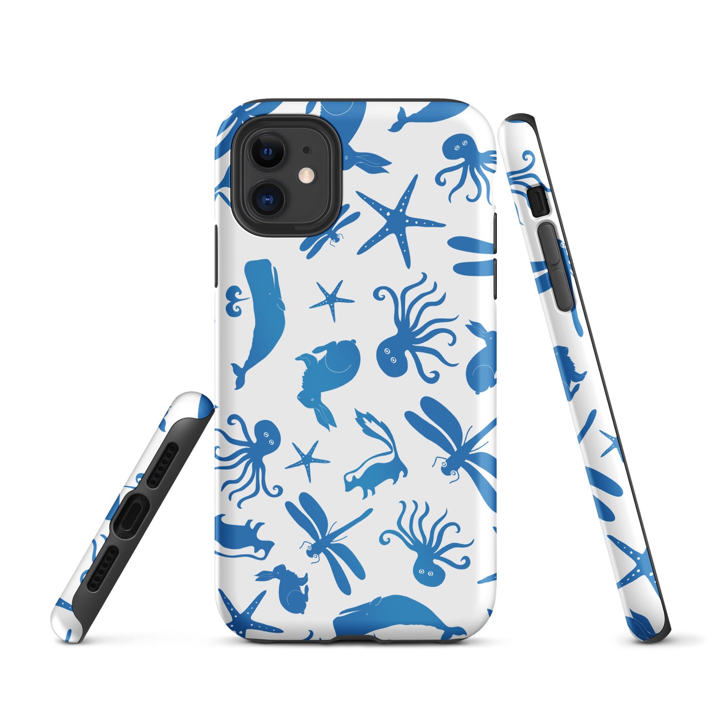 Multi Creature iPhone Case - Blue on White