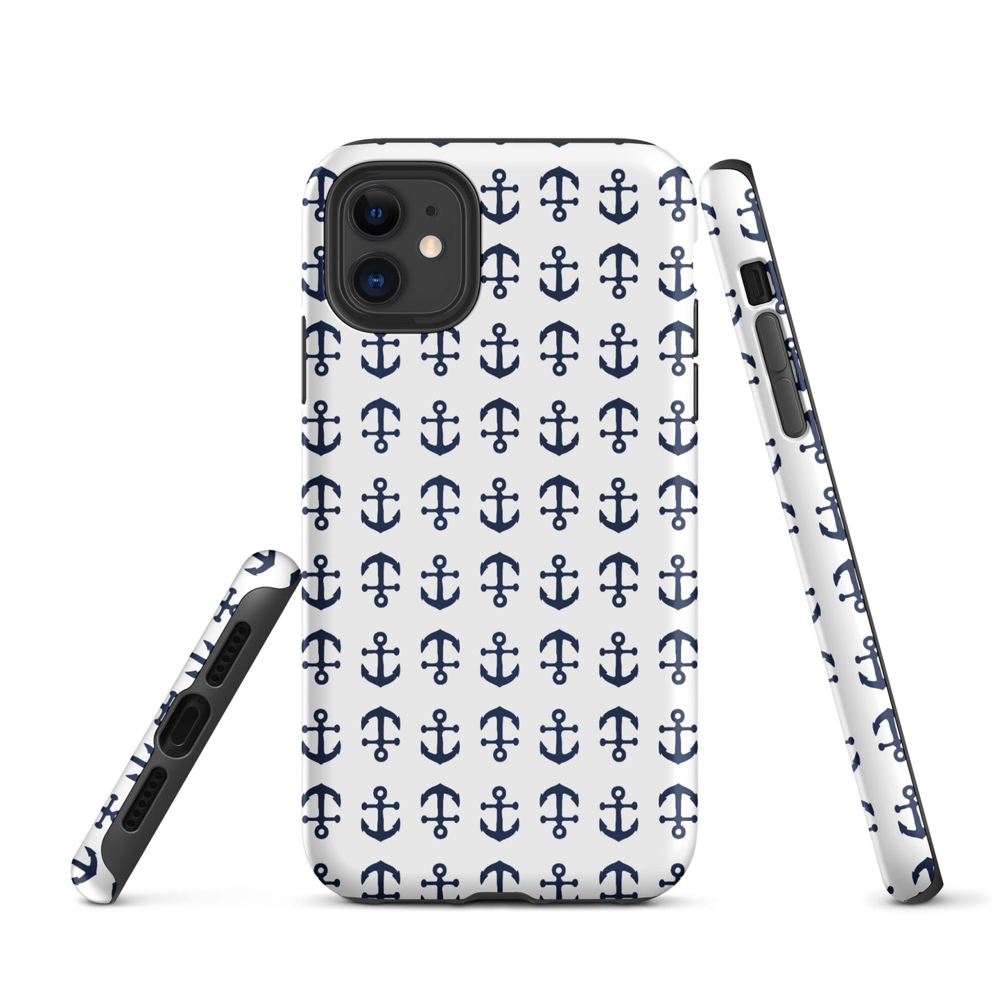 Anchor Toss iPhone Case - Navy on White