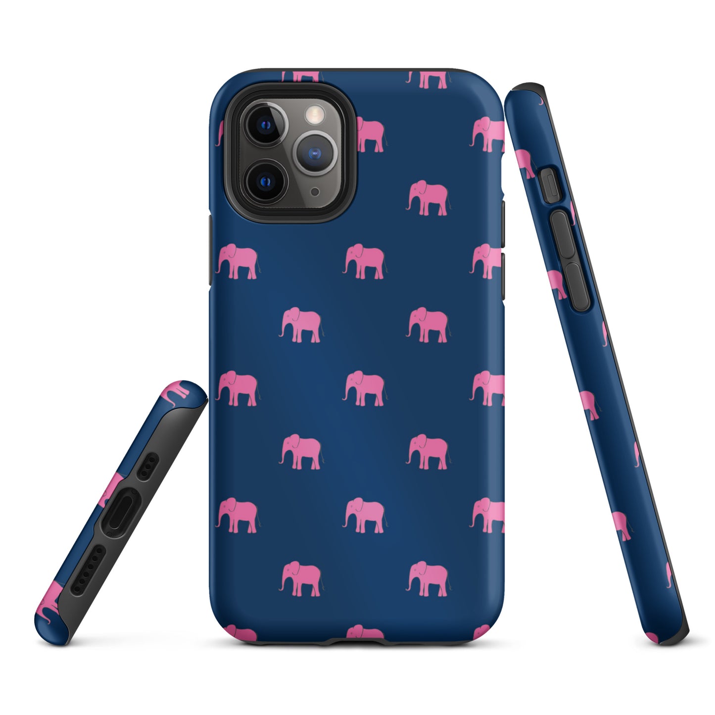 Elephant iPhone Case - Pink on Navy