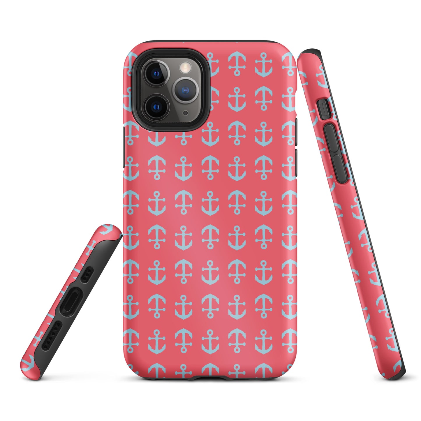 Anchor Toss iPhone Case - Lt. Blue on Coral