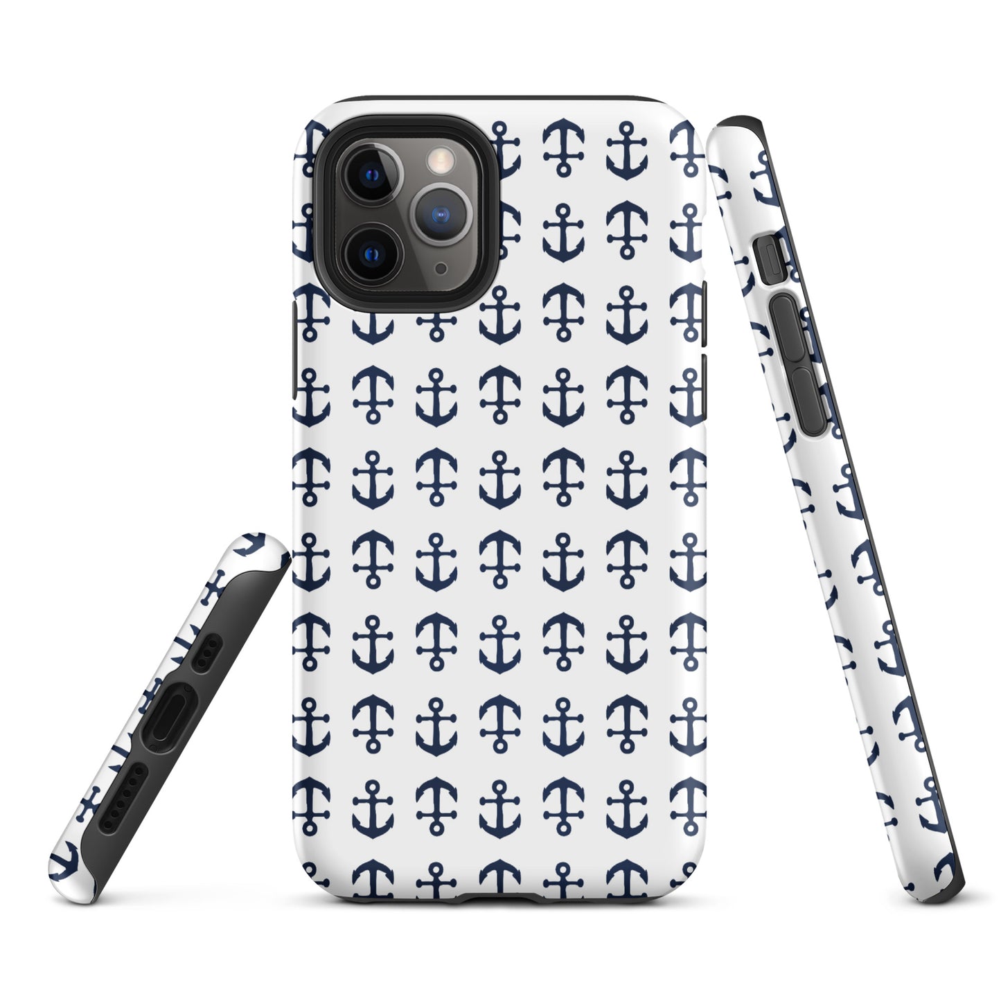 Anchor Toss iPhone Case - Navy on White