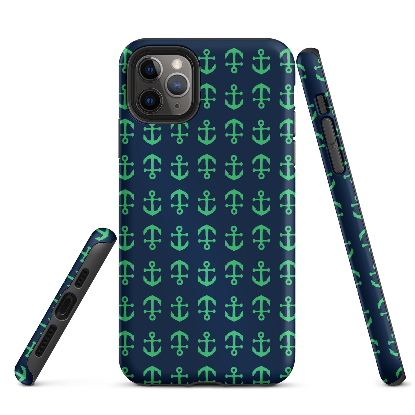 Anchor Toss iPhone Case - Green on Navy