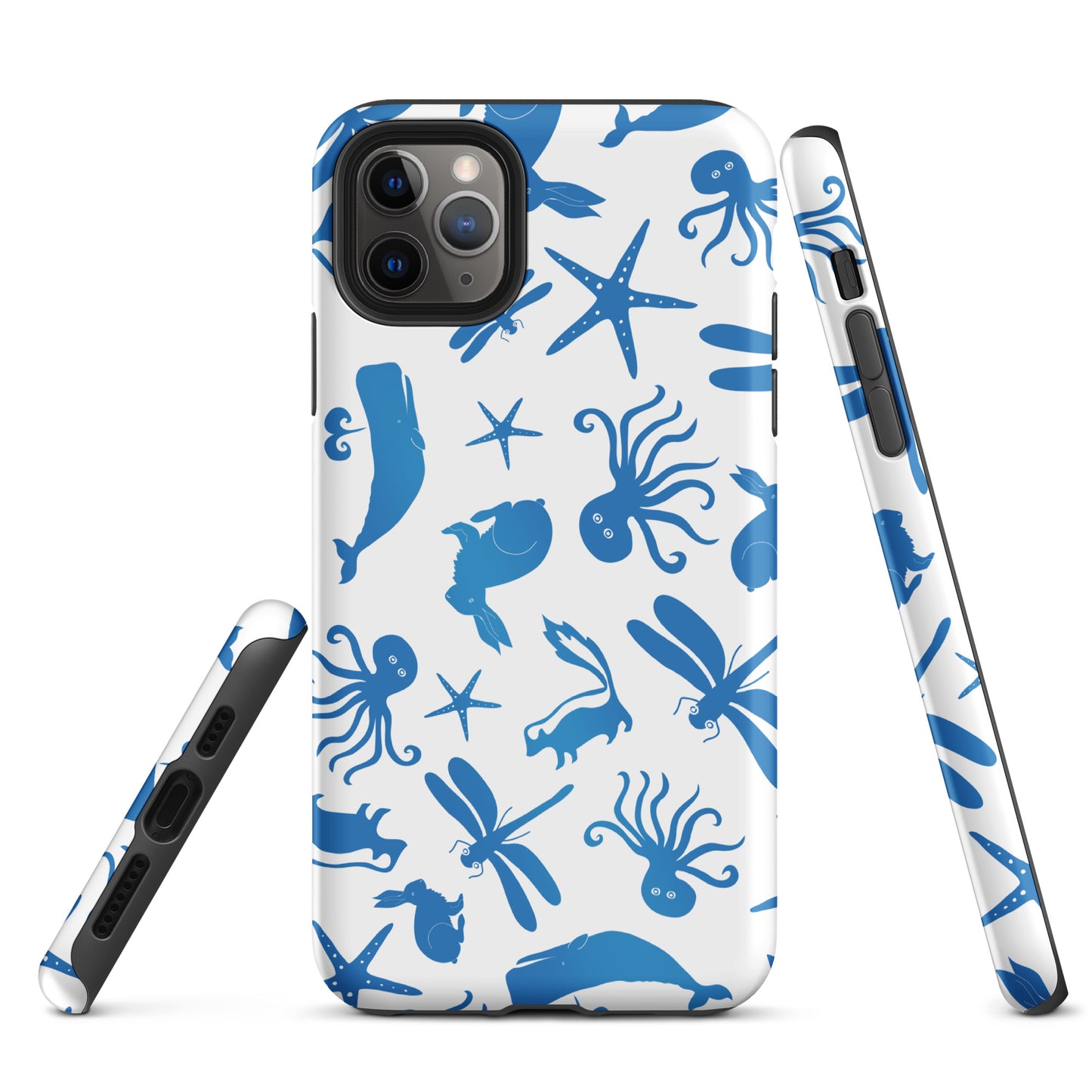 Multi Creature iPhone Case - Blue on White