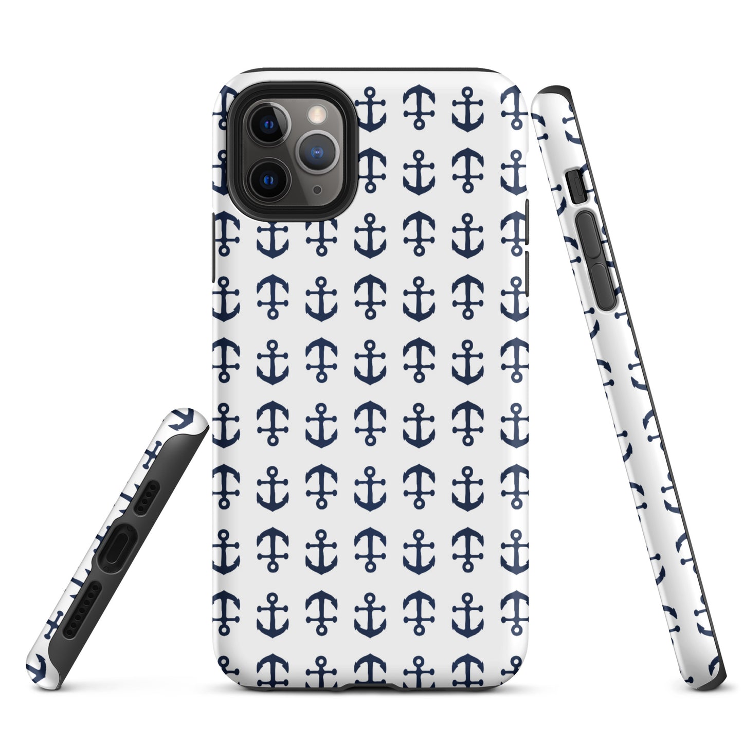Anchor Toss iPhone Case - Navy on White