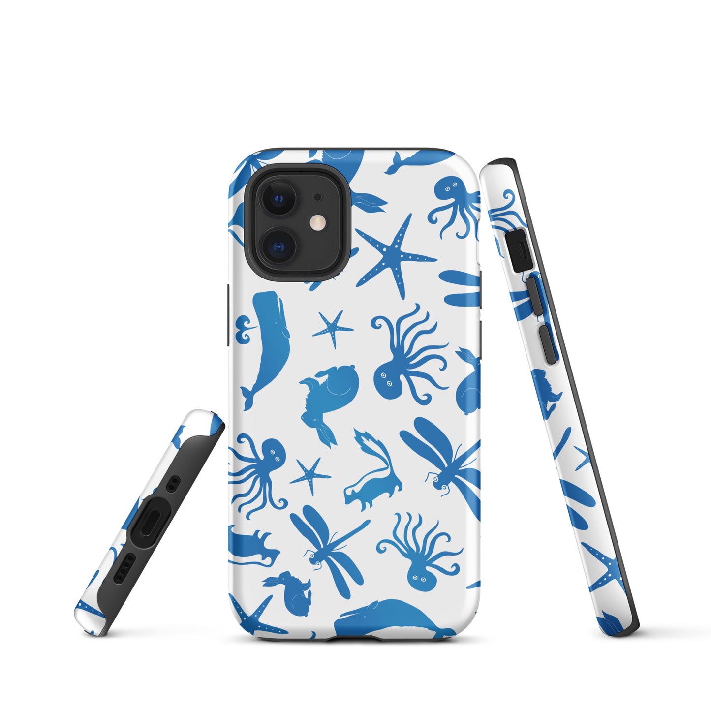 Multi Creature iPhone Case - Blue on White