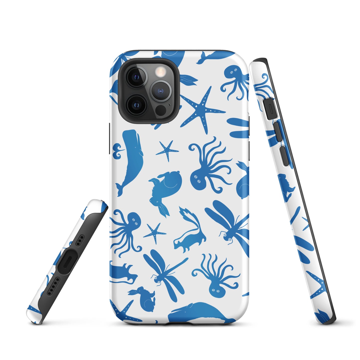 Multi Creature iPhone Case - Blue on White