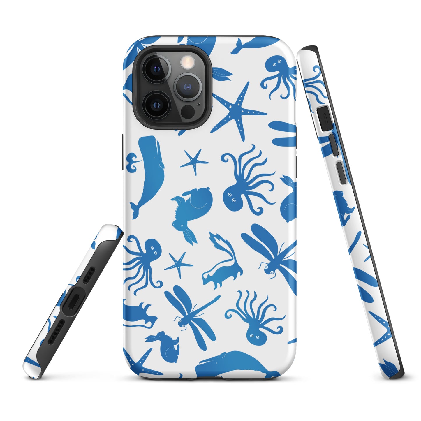 Multi Creature iPhone Case - Blue on White