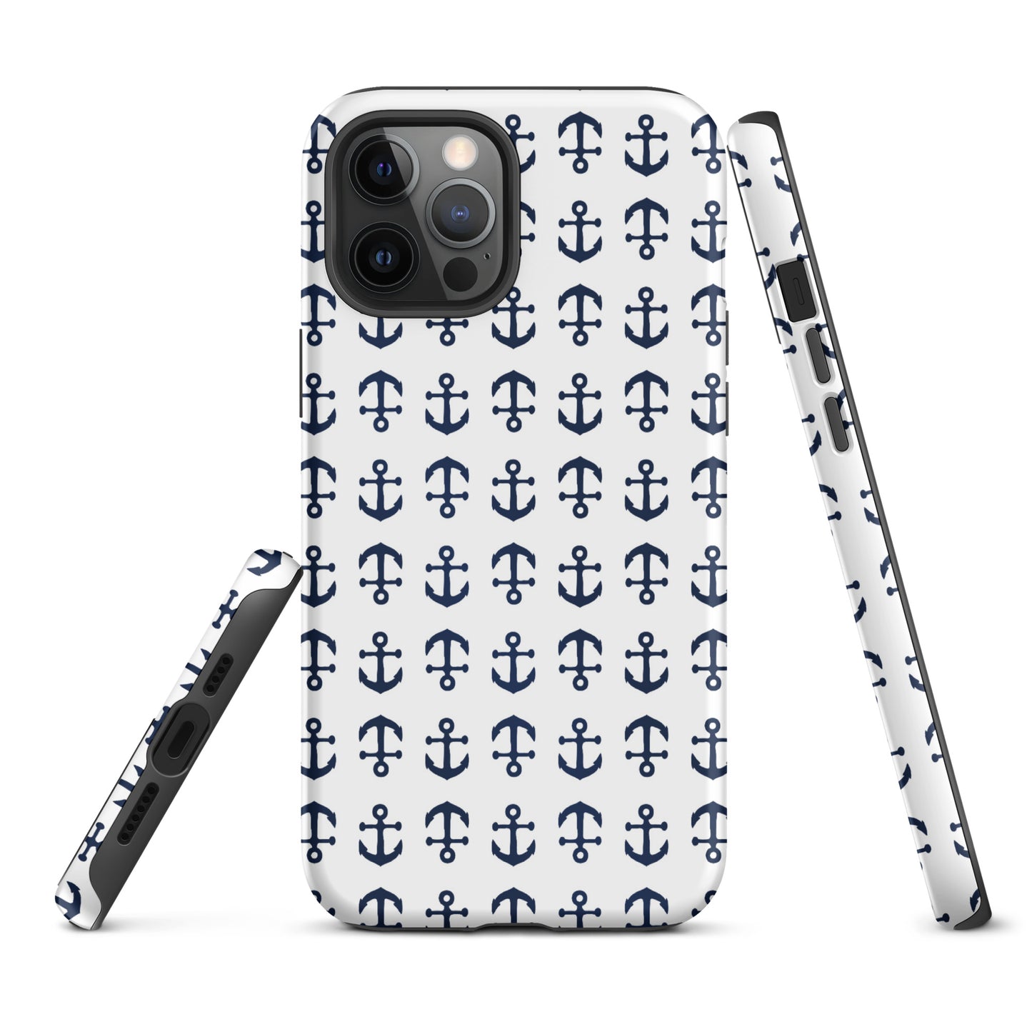 Anchor Toss iPhone Case - Navy on White
