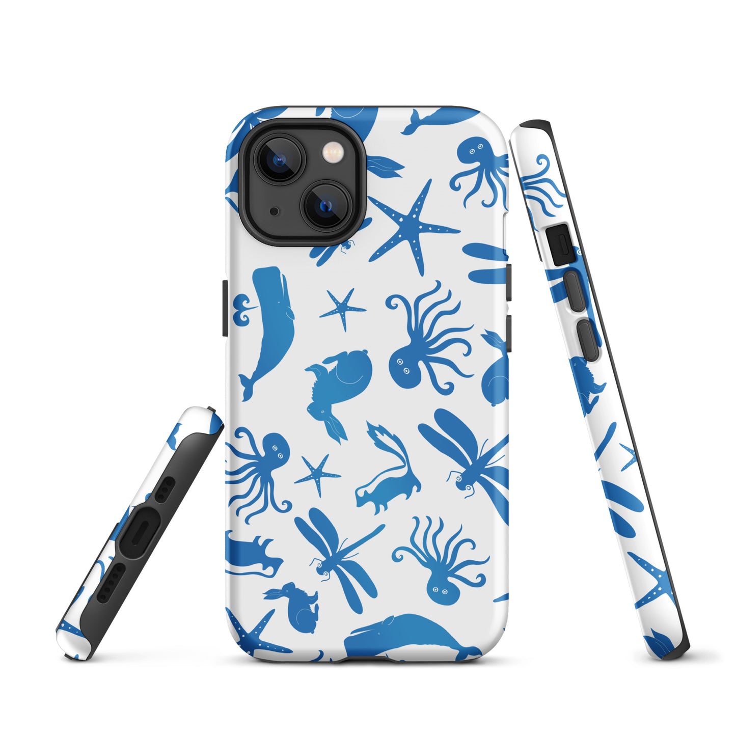 Multi Creature iPhone Case - Blue on White