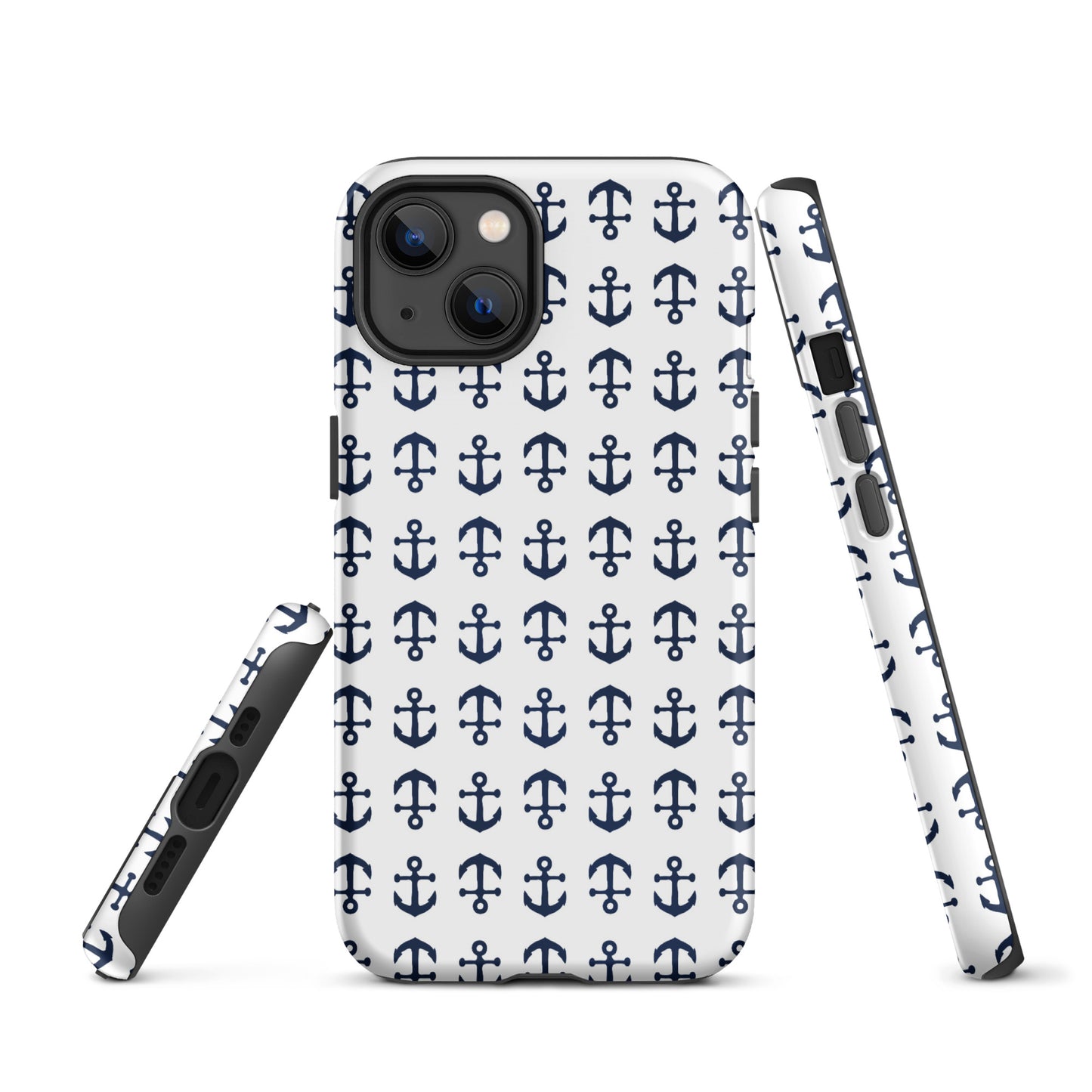 Anchor Toss iPhone Case - Navy on White