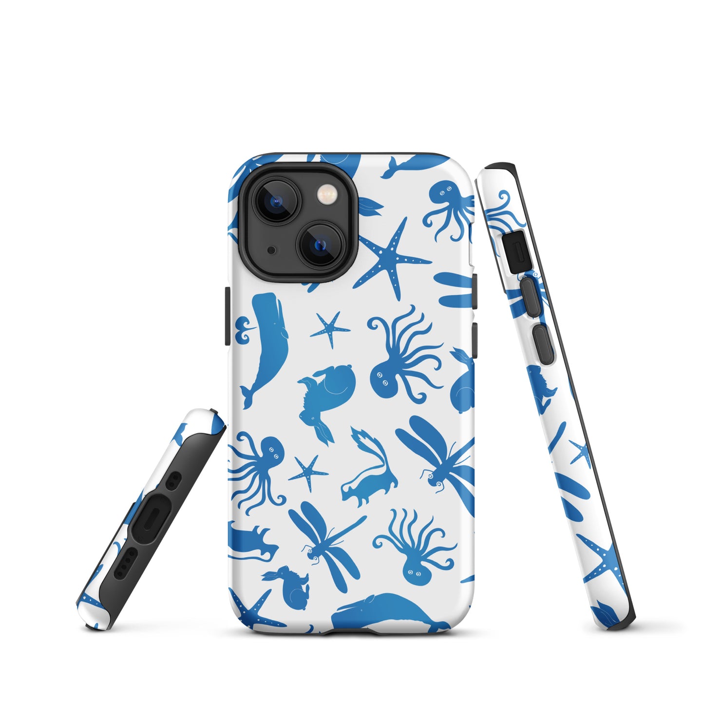 Multi Creature iPhone Case - Blue on White