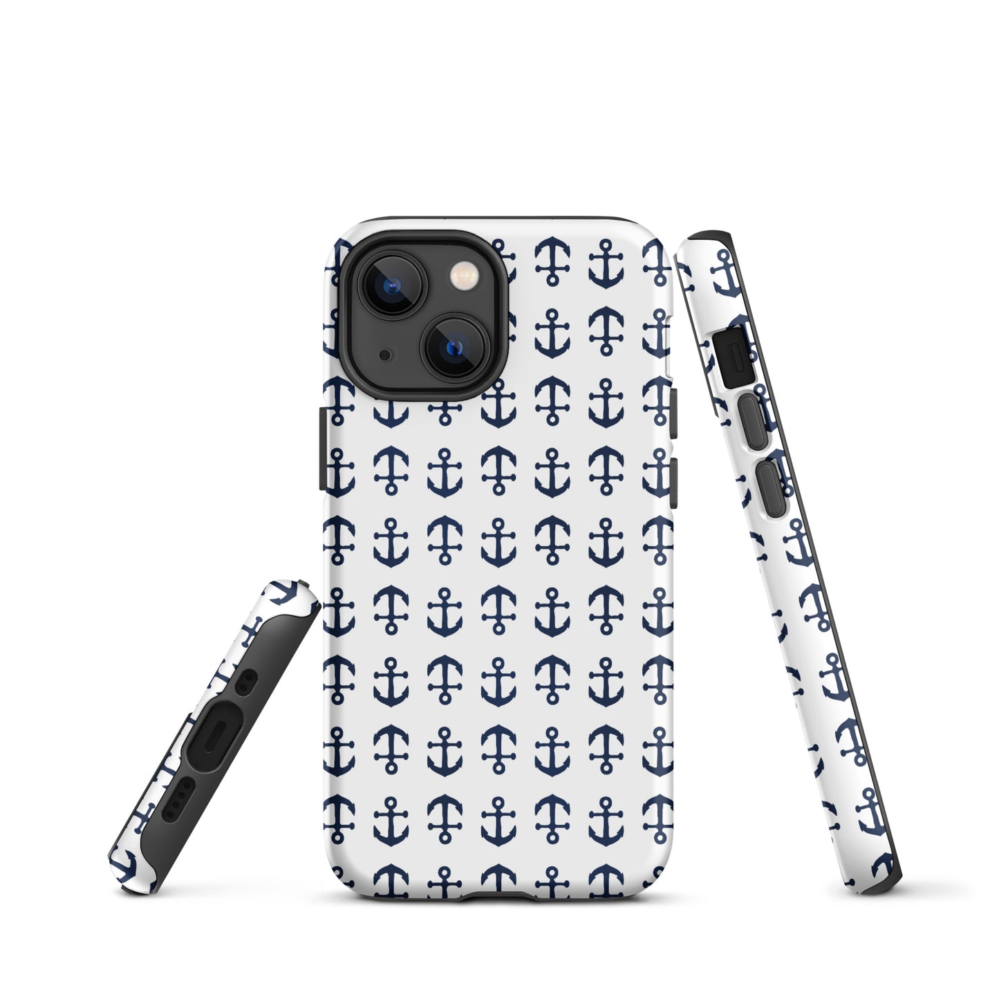 Anchor Toss iPhone Case - Navy on White