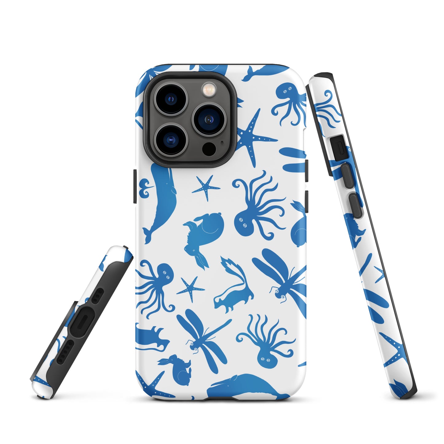 Multi Creature iPhone Case - Blue on White