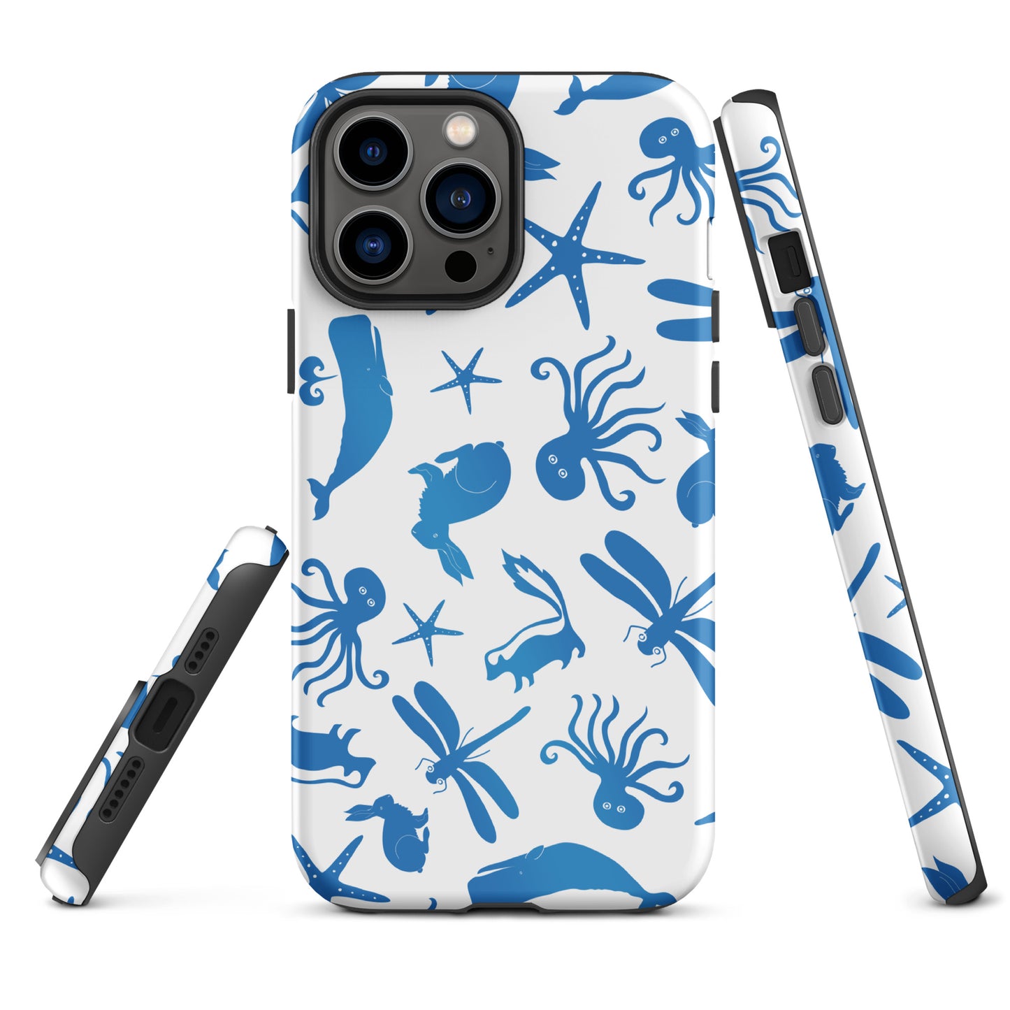 Multi Creature iPhone Case - Blue on White