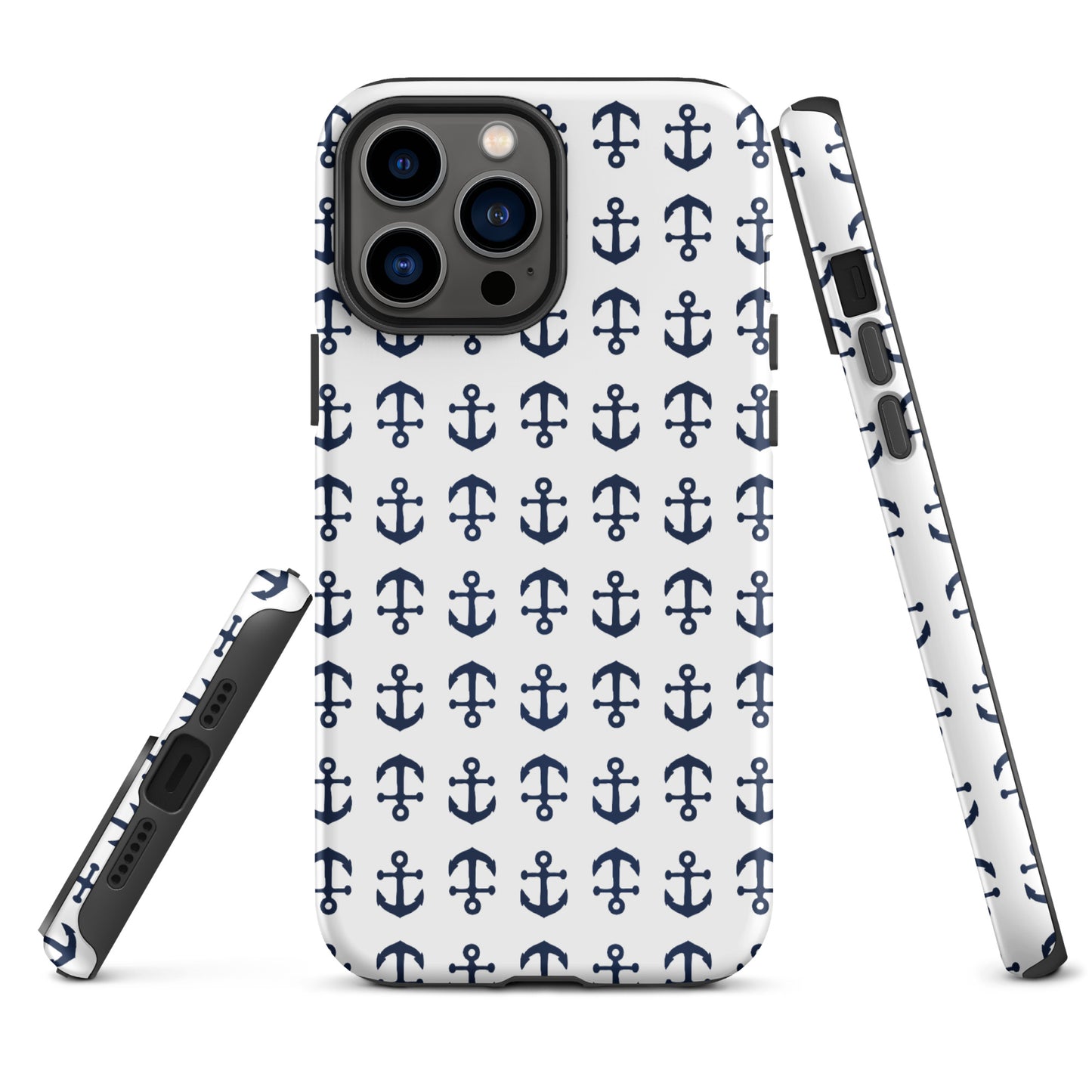 Anchor Toss iPhone Case - Navy on White