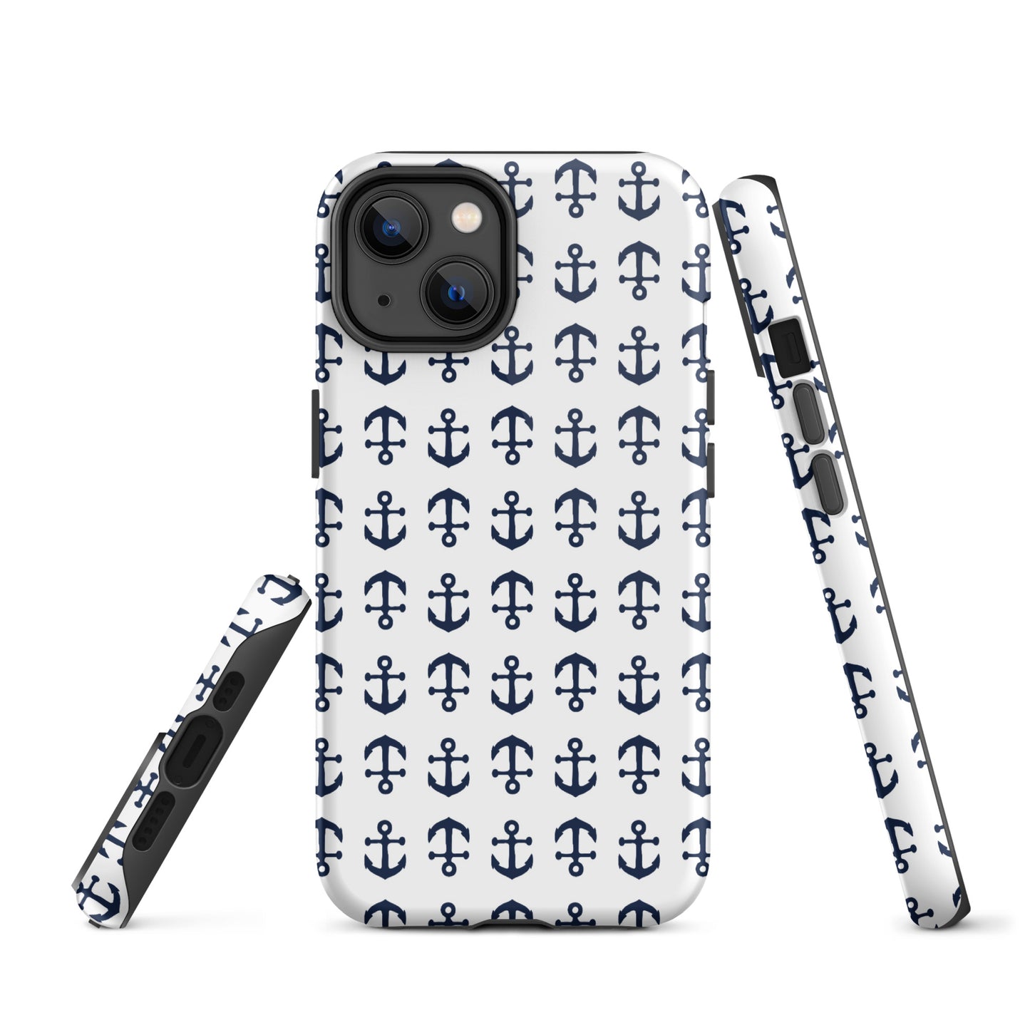 Anchor Toss iPhone Case - Navy on White