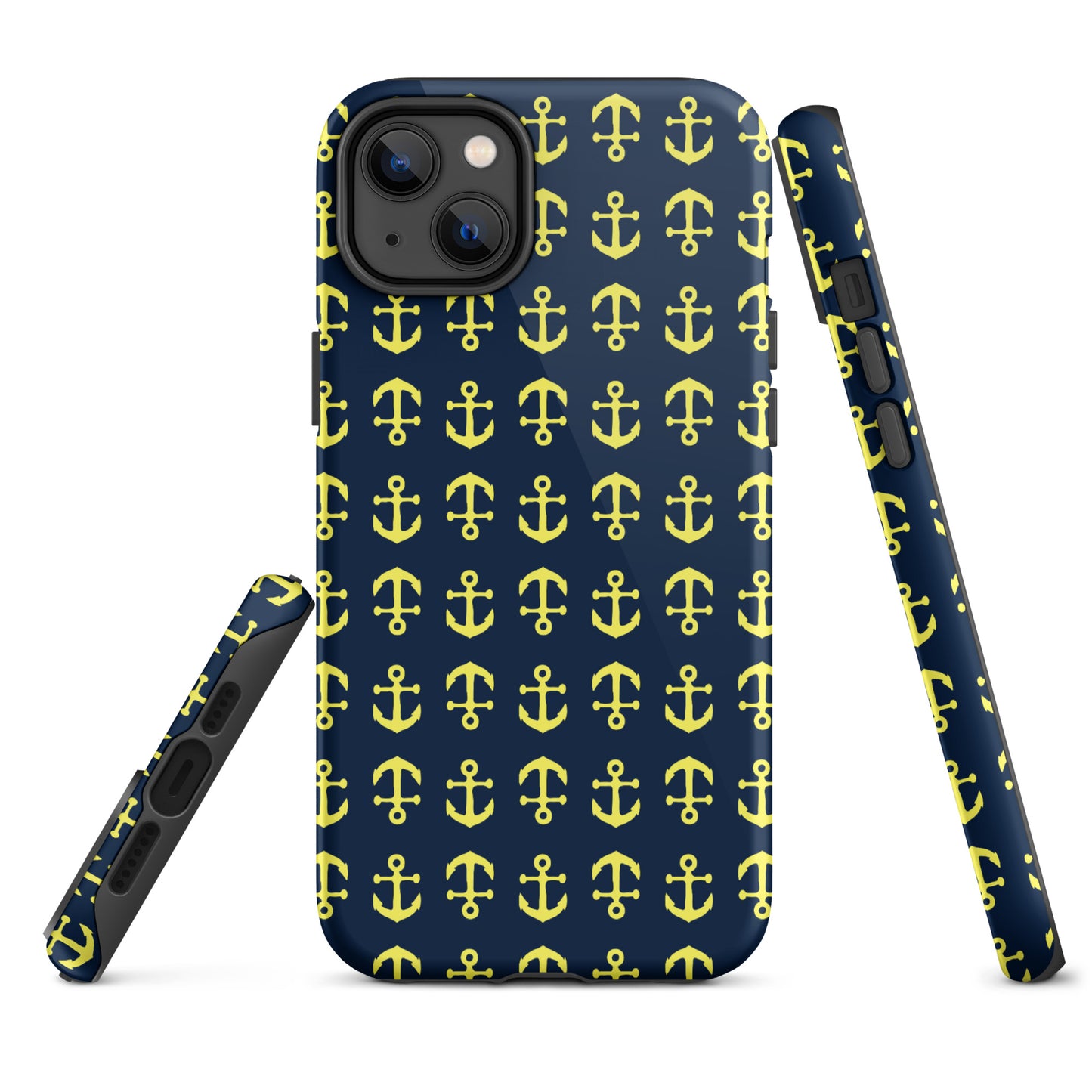 Anchor Toss iPhone Case - Yellow on Navy