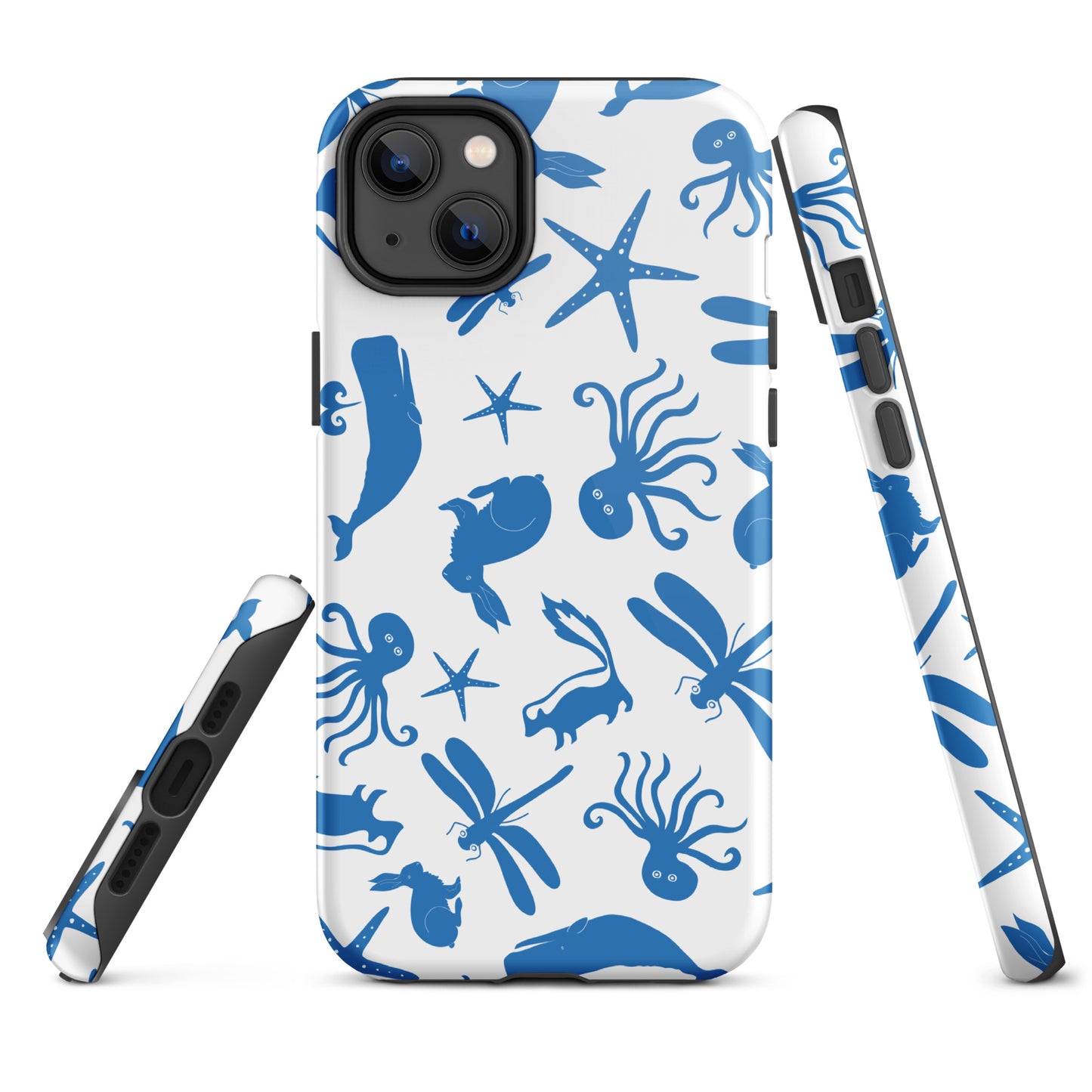 Multi Creature iPhone Case - Blue on White