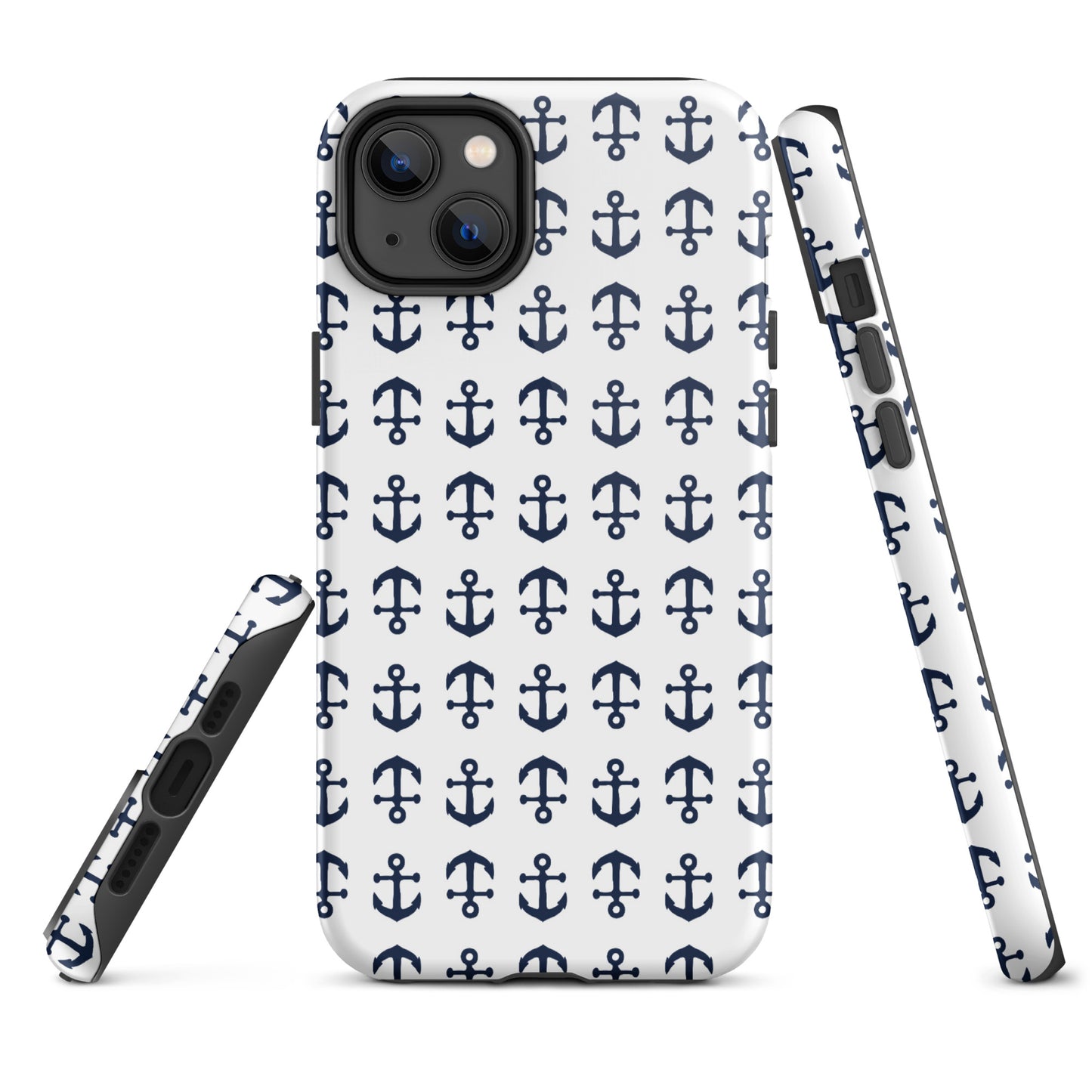 Anchor Toss iPhone Case - Navy on White
