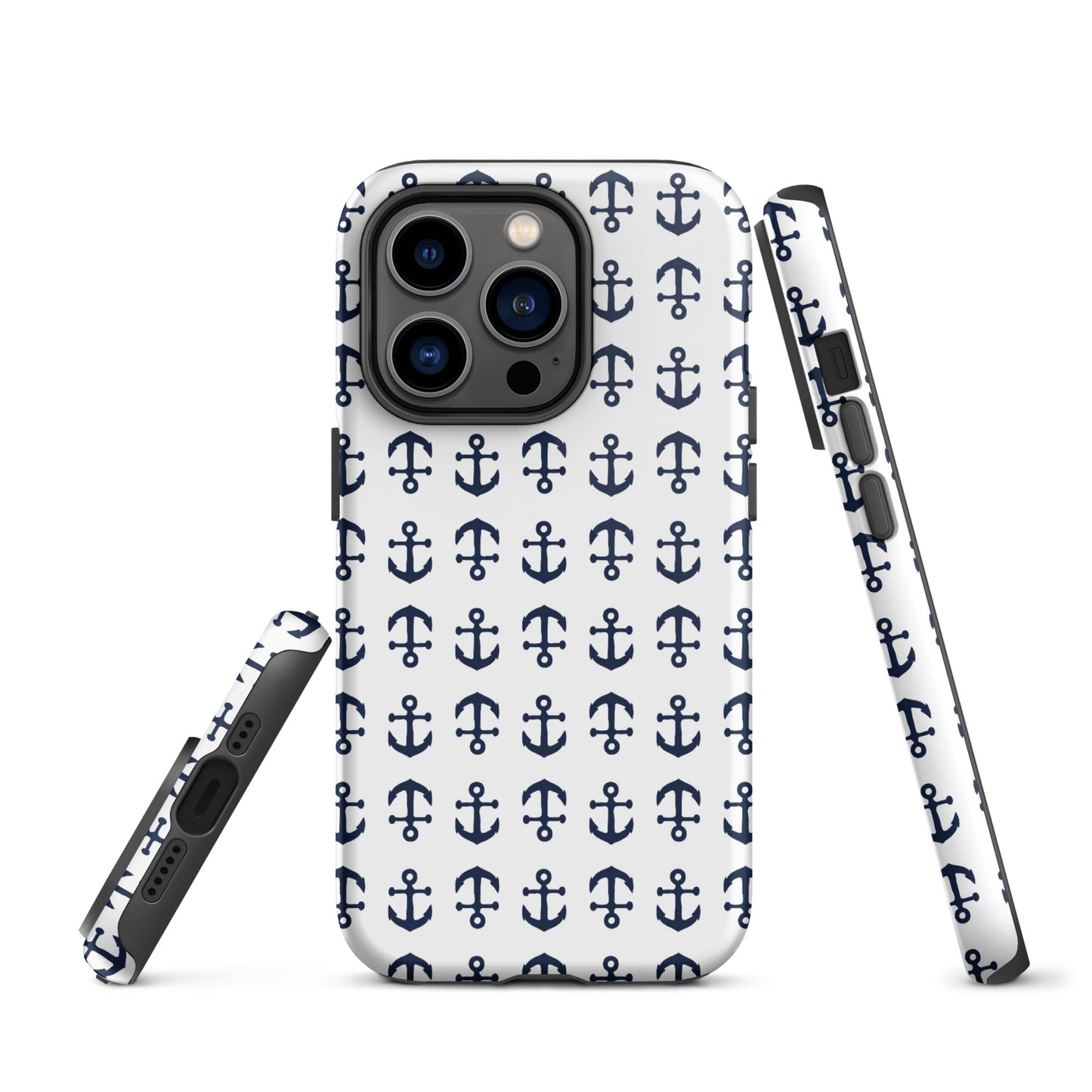 Anchor Toss iPhone Case - Navy on White