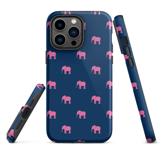 Elephant iPhone Case - Pink on Navy