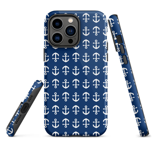 Anchor Toss iPhone Case - White on Navy