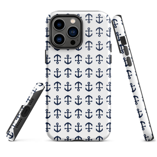 Anchor Toss iPhone Case - Navy on White